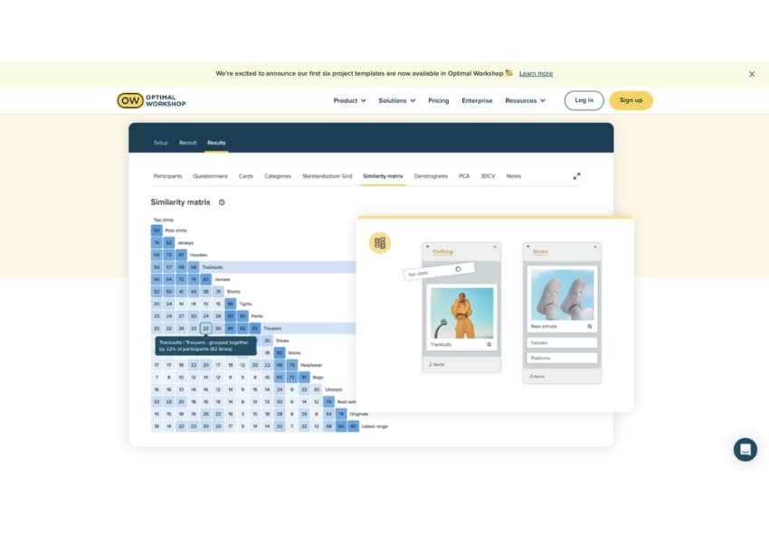 Optimal workshop - card sorting tools