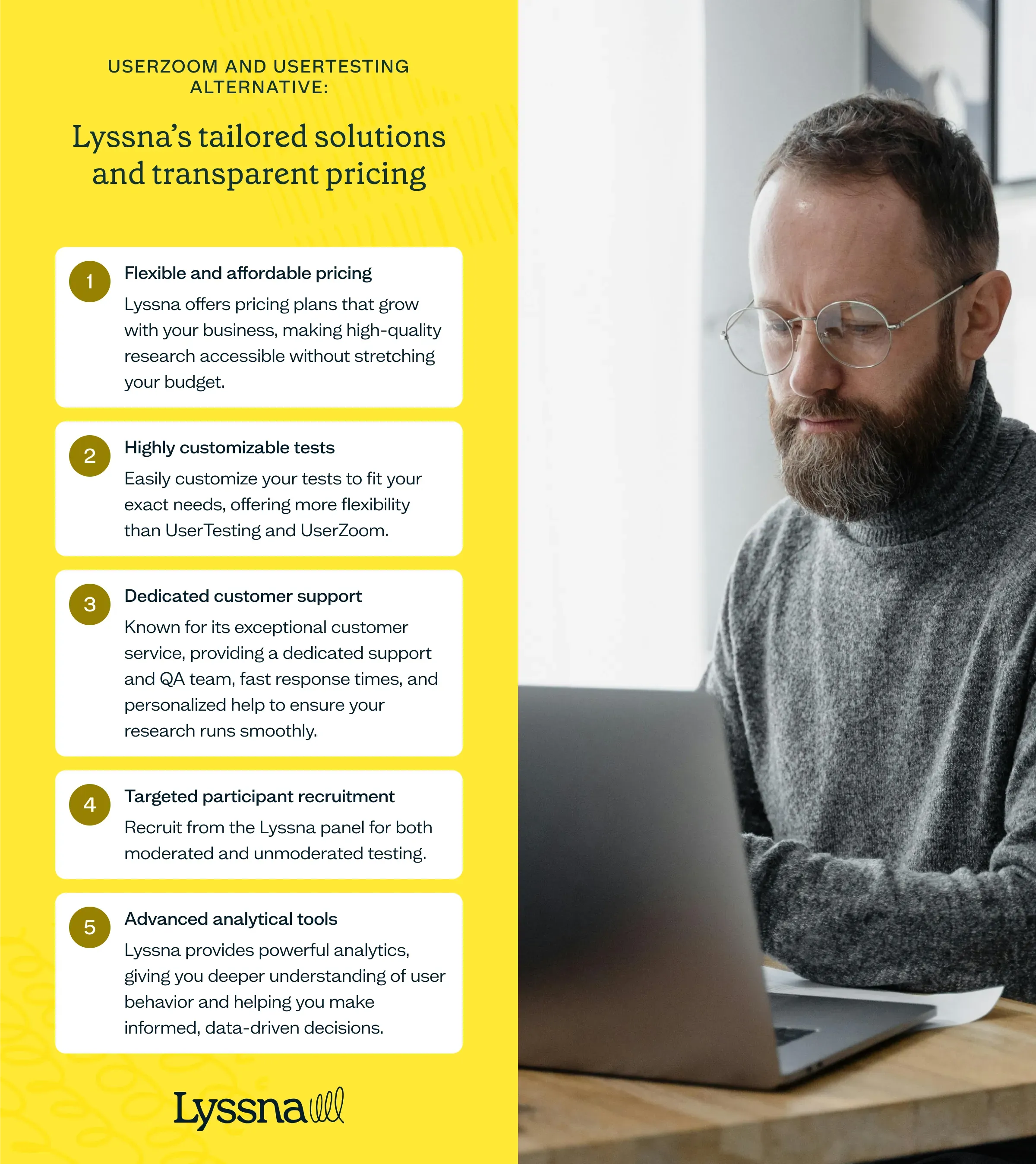 List of reasons why Lyssna is a better alternative to UserZoom and UserTesting