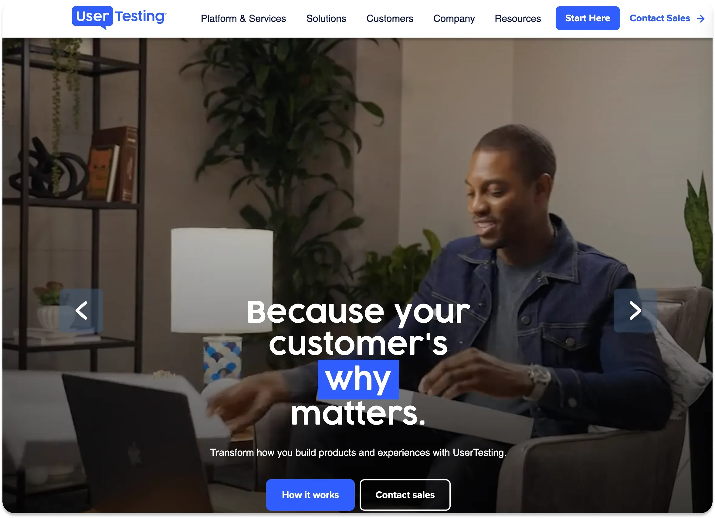The home page of the UserTesting webapge