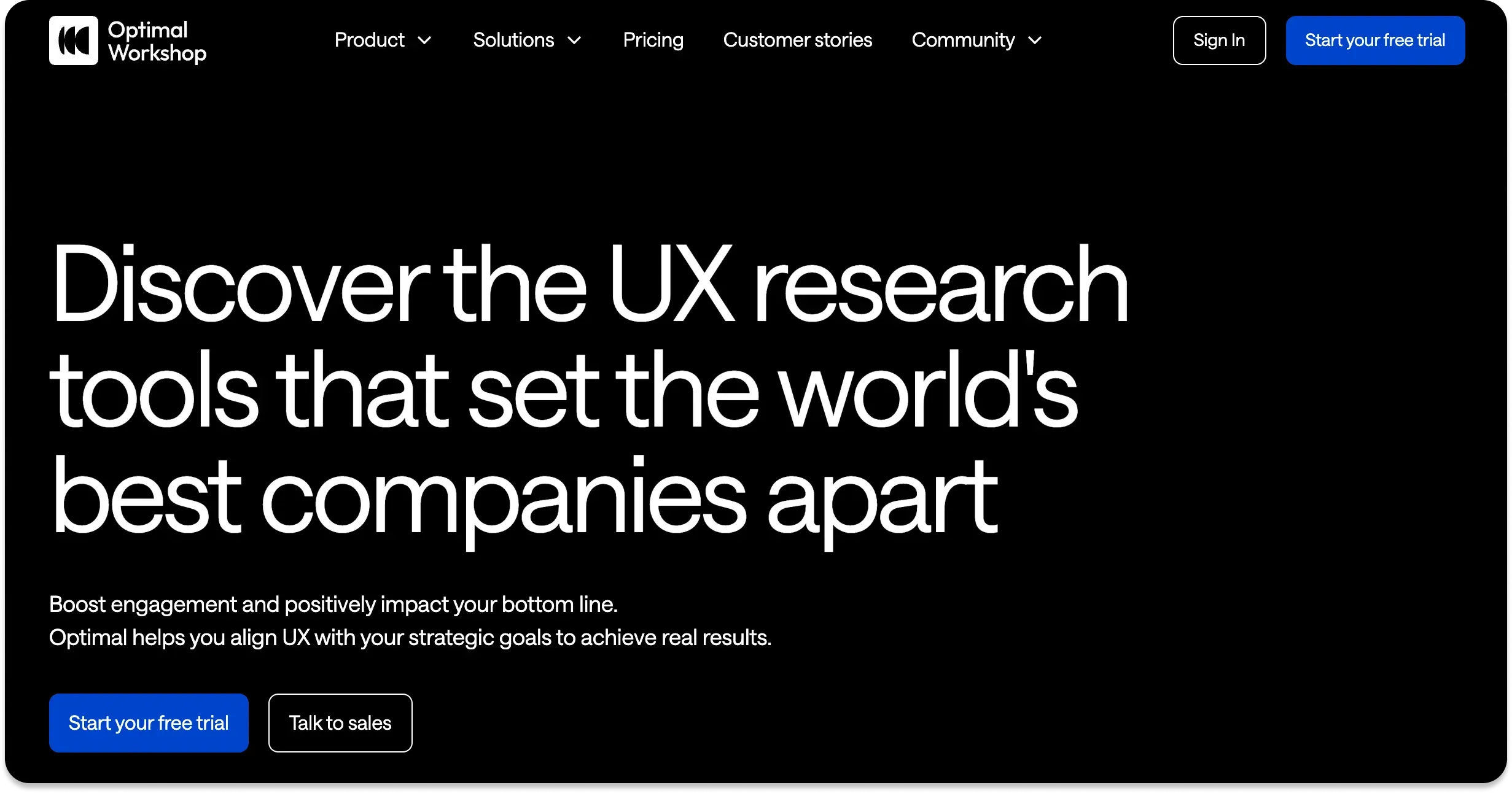 The Optimal Workshop homepage