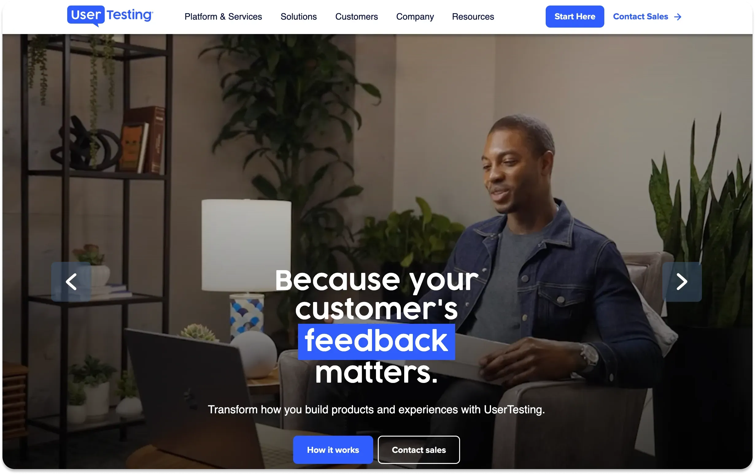 The Usertesting homepage