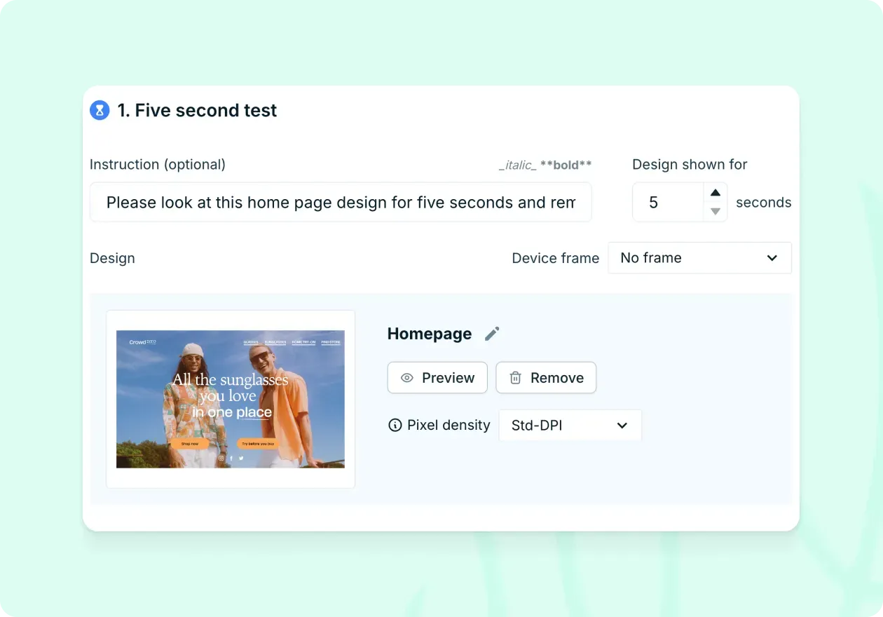 Get first impressions of your home page: Template