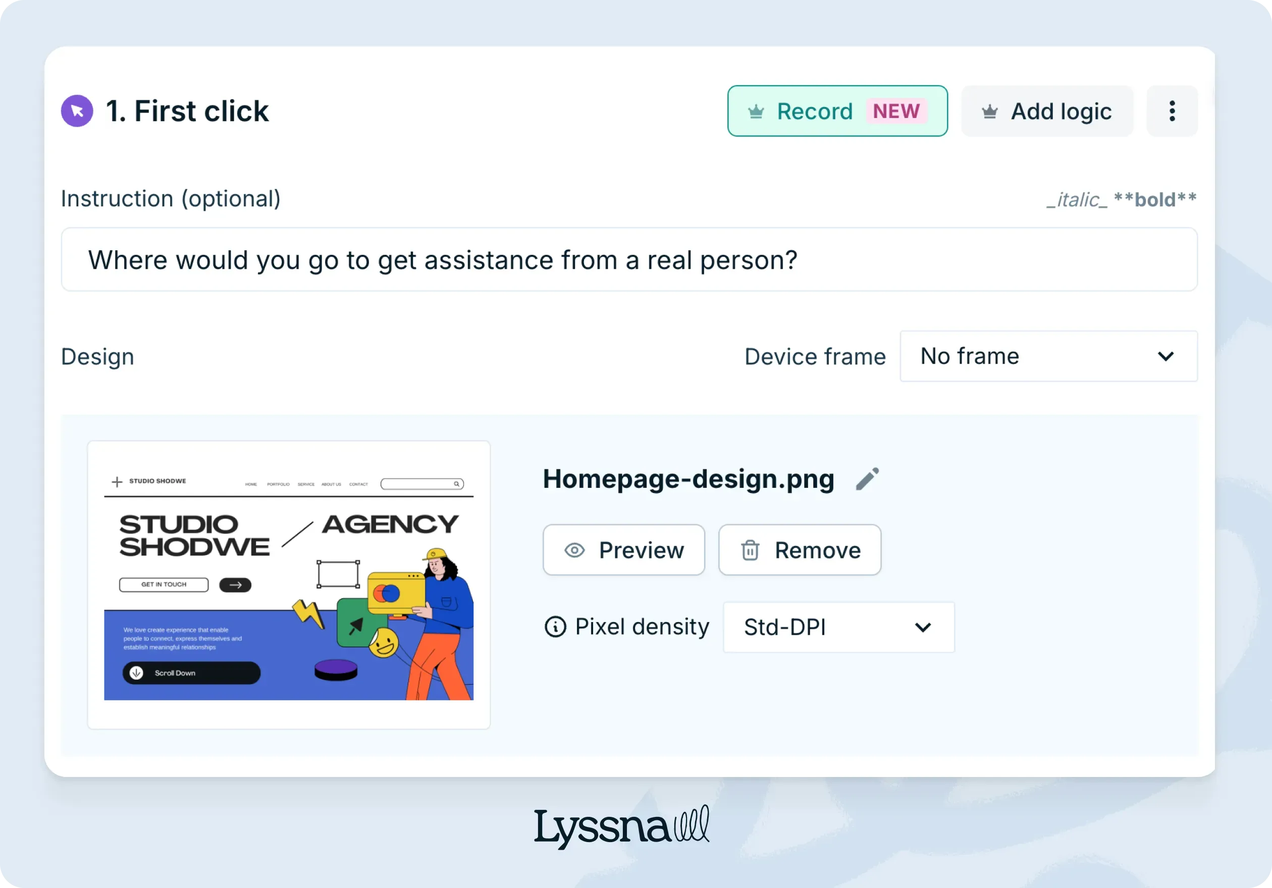 Building a first click test in Lyssna