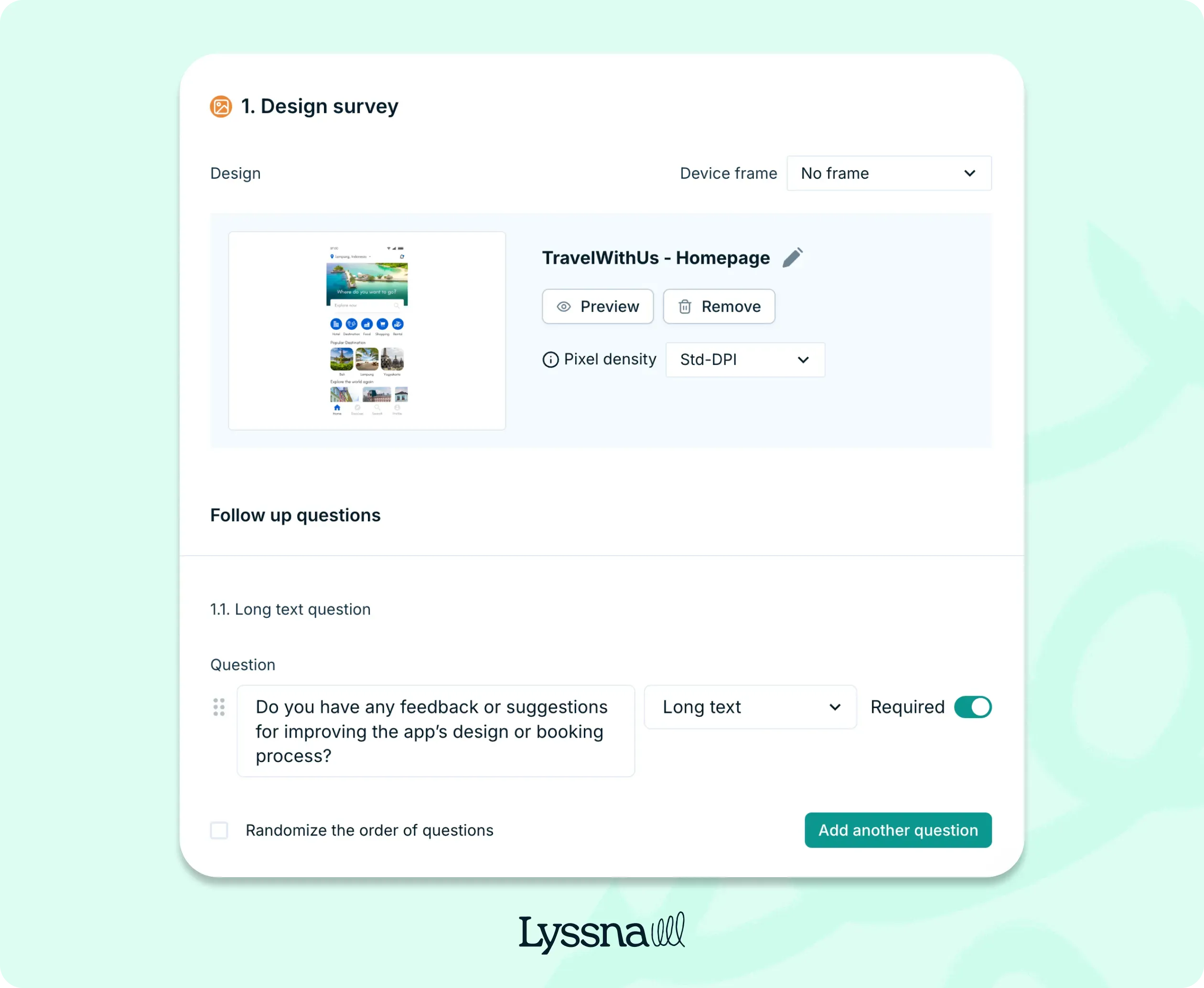 Example of Lyssna's design survey