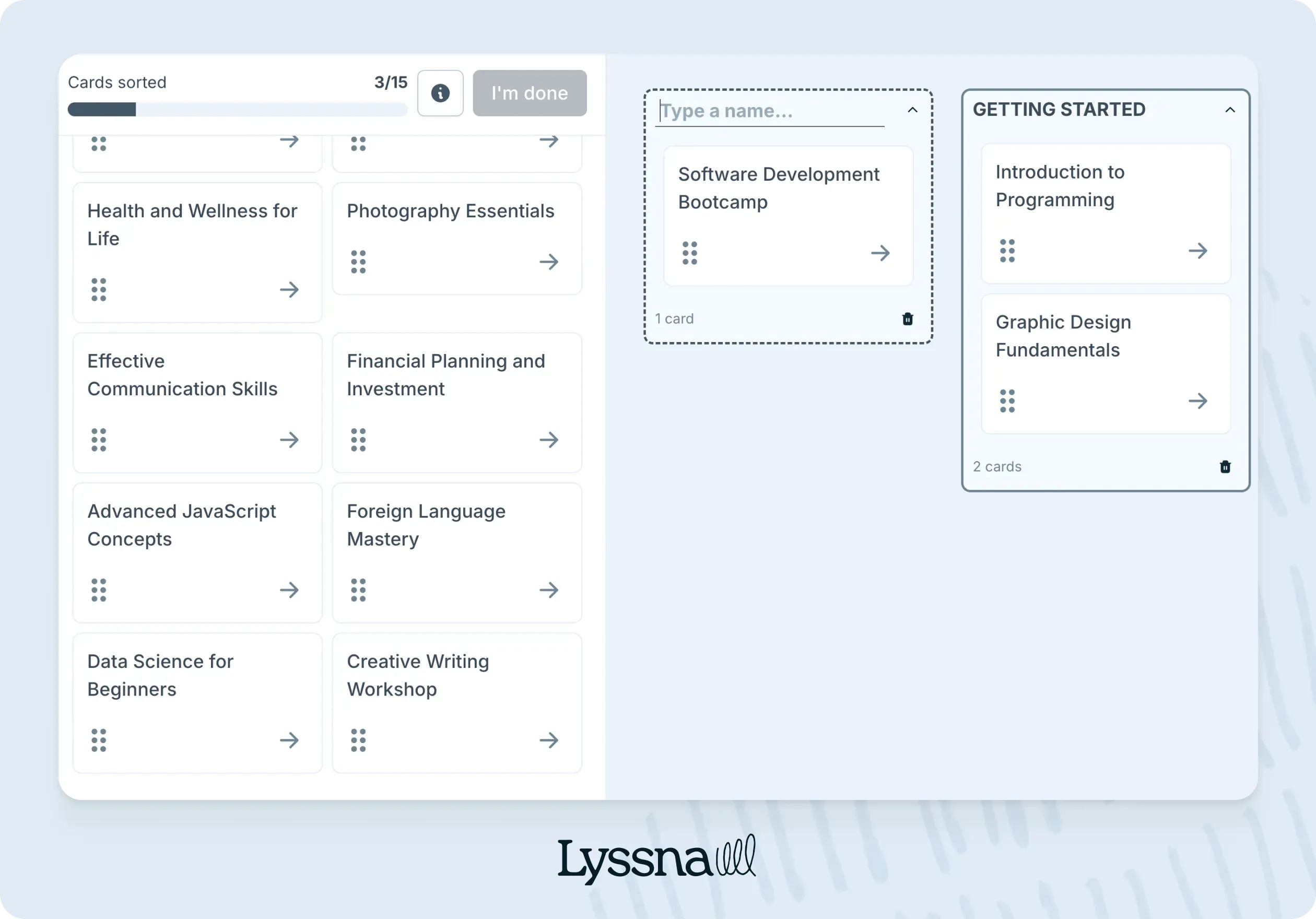 The Lyssna card sorting template - Optimize IA with Card Sorting