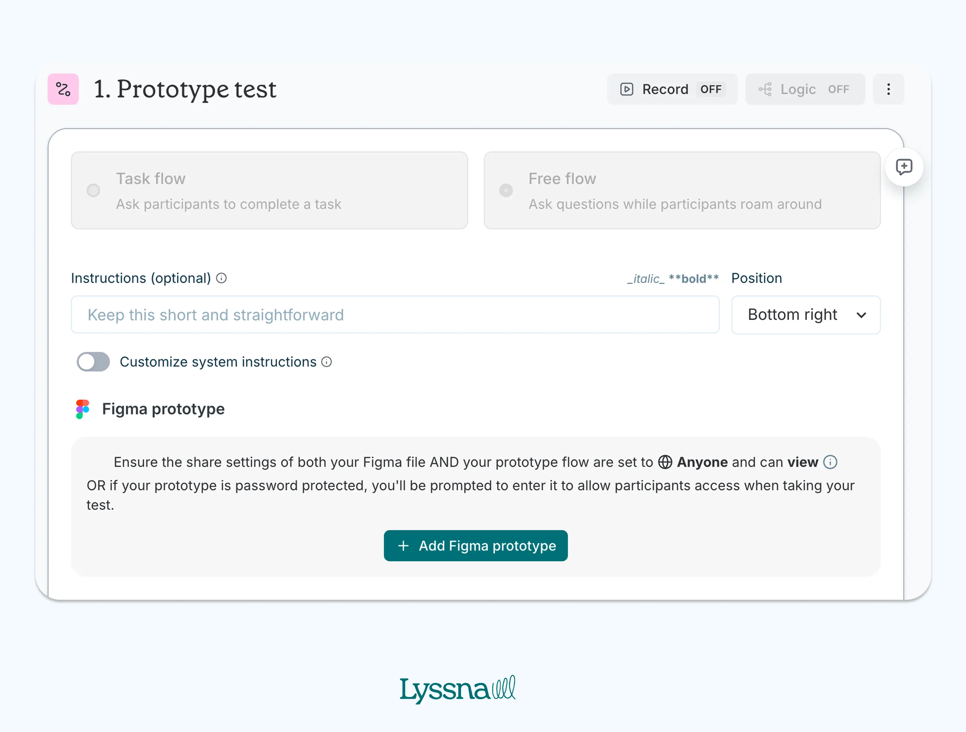 Figma integration on Lyssna's prototype testing