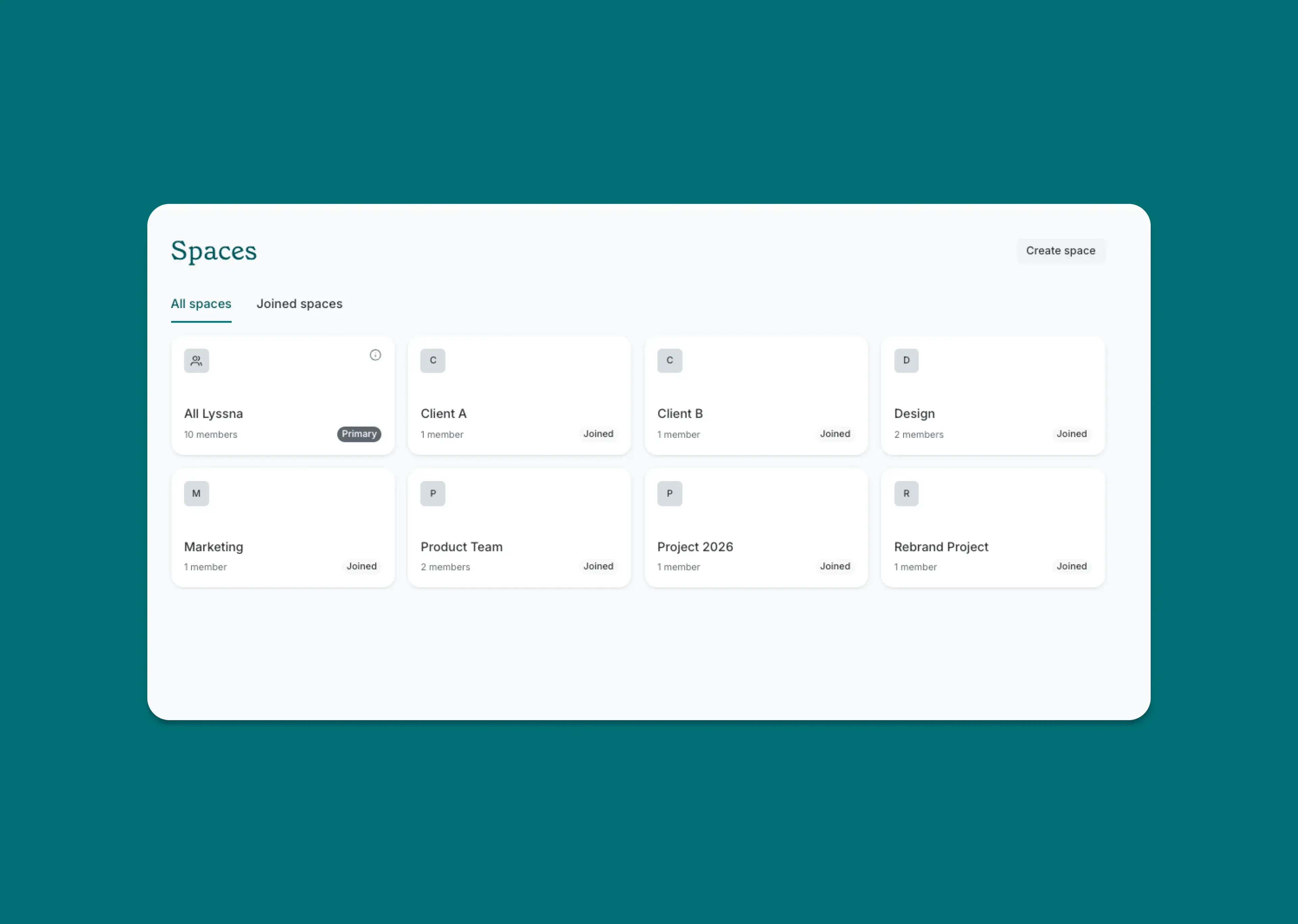 Spaces and Wallets