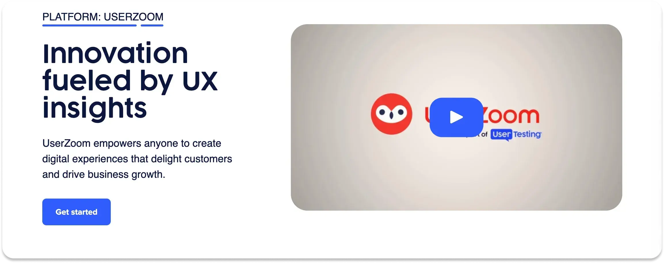 The homescreen of UserZoom