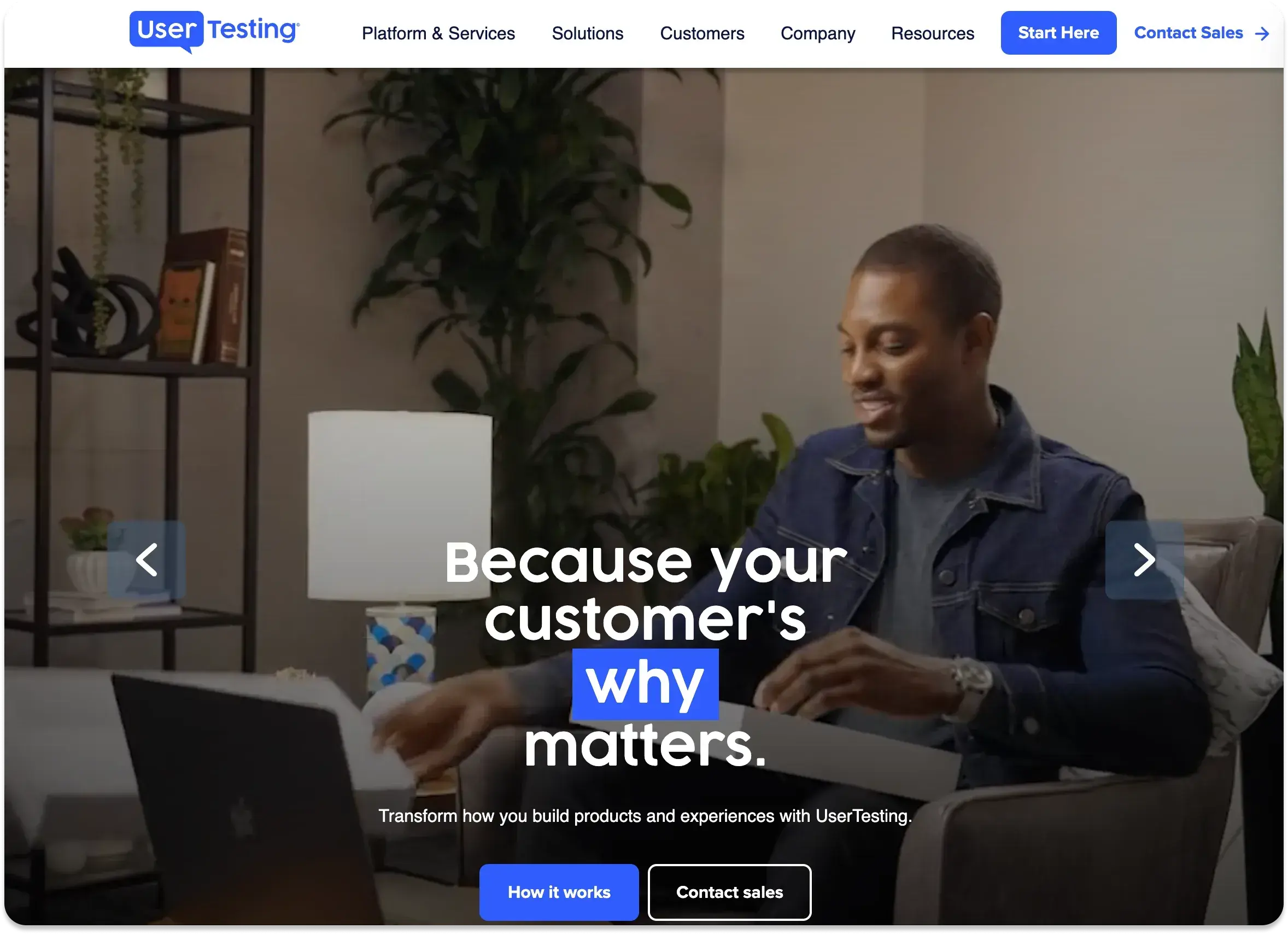 The homepage of UserTesting website