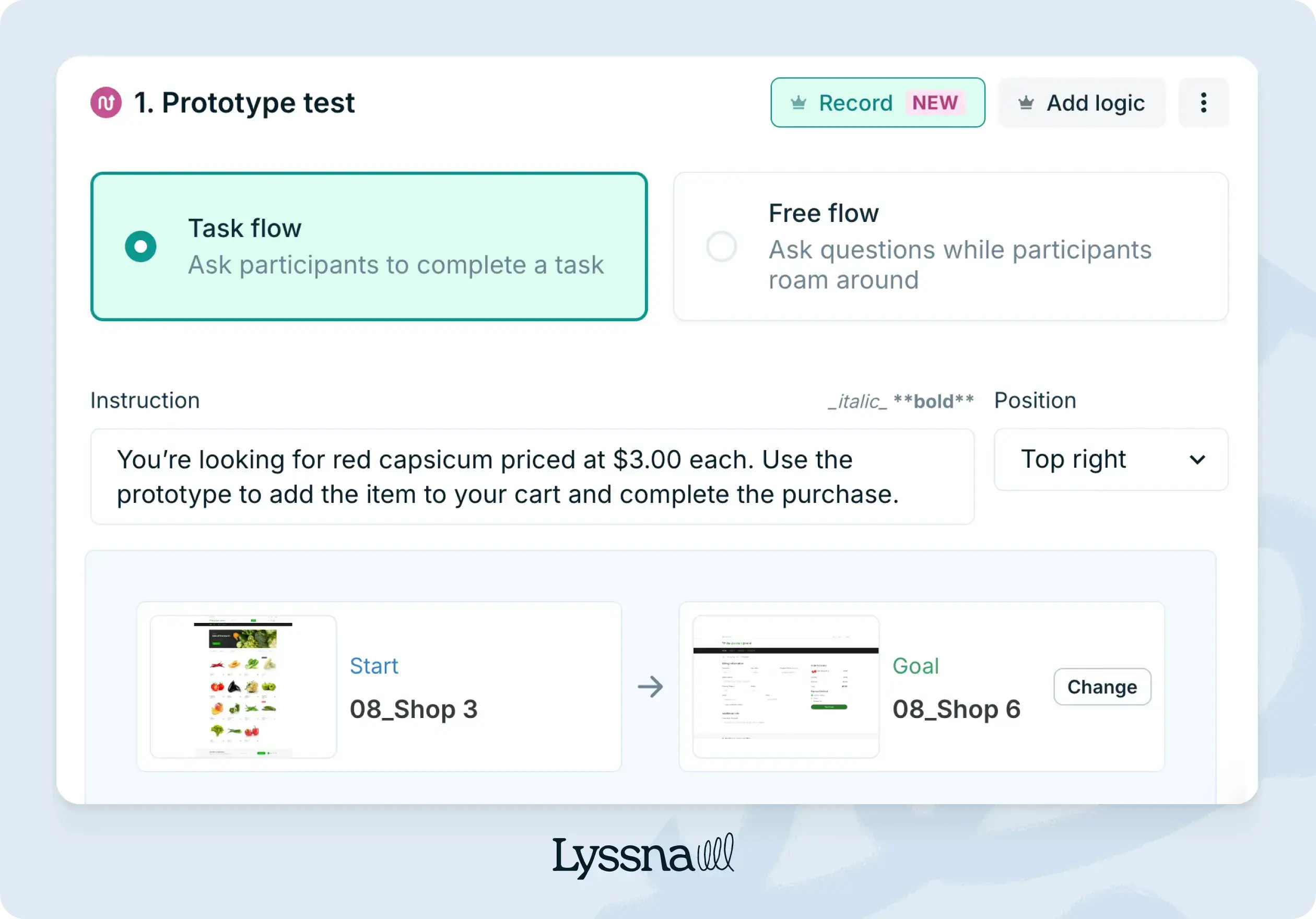 Building a prototype test in Lyssna