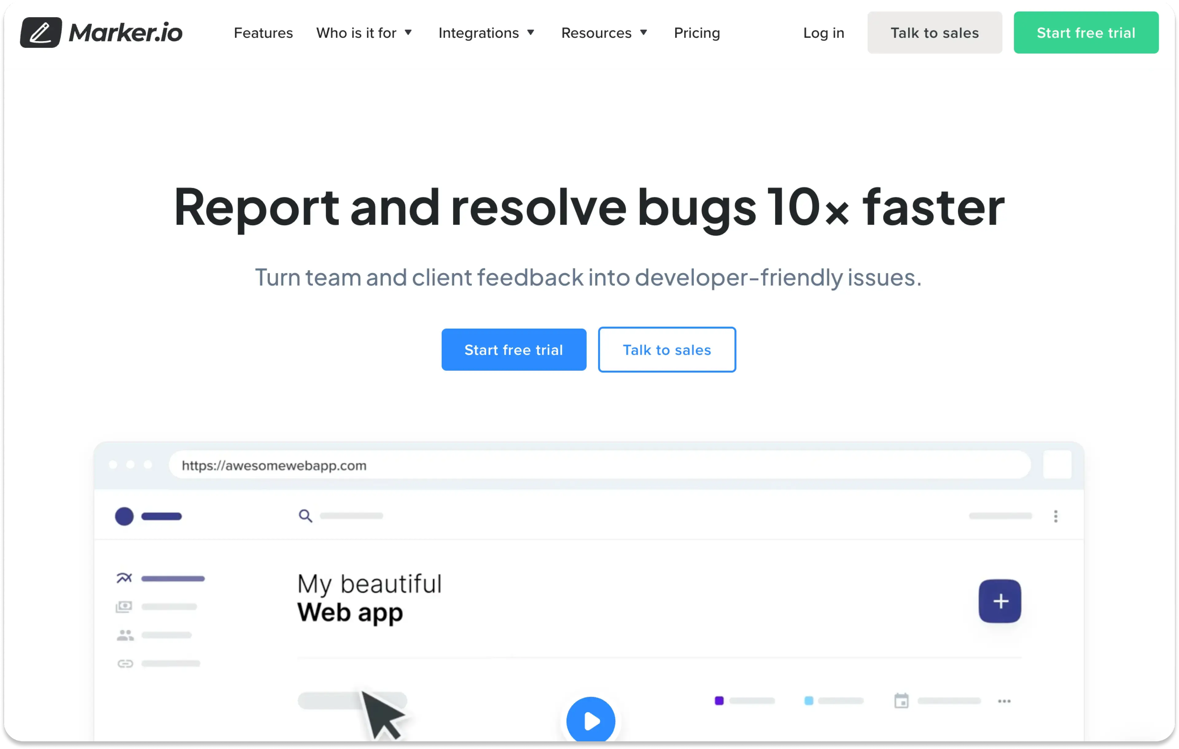 MarkerIO homepage