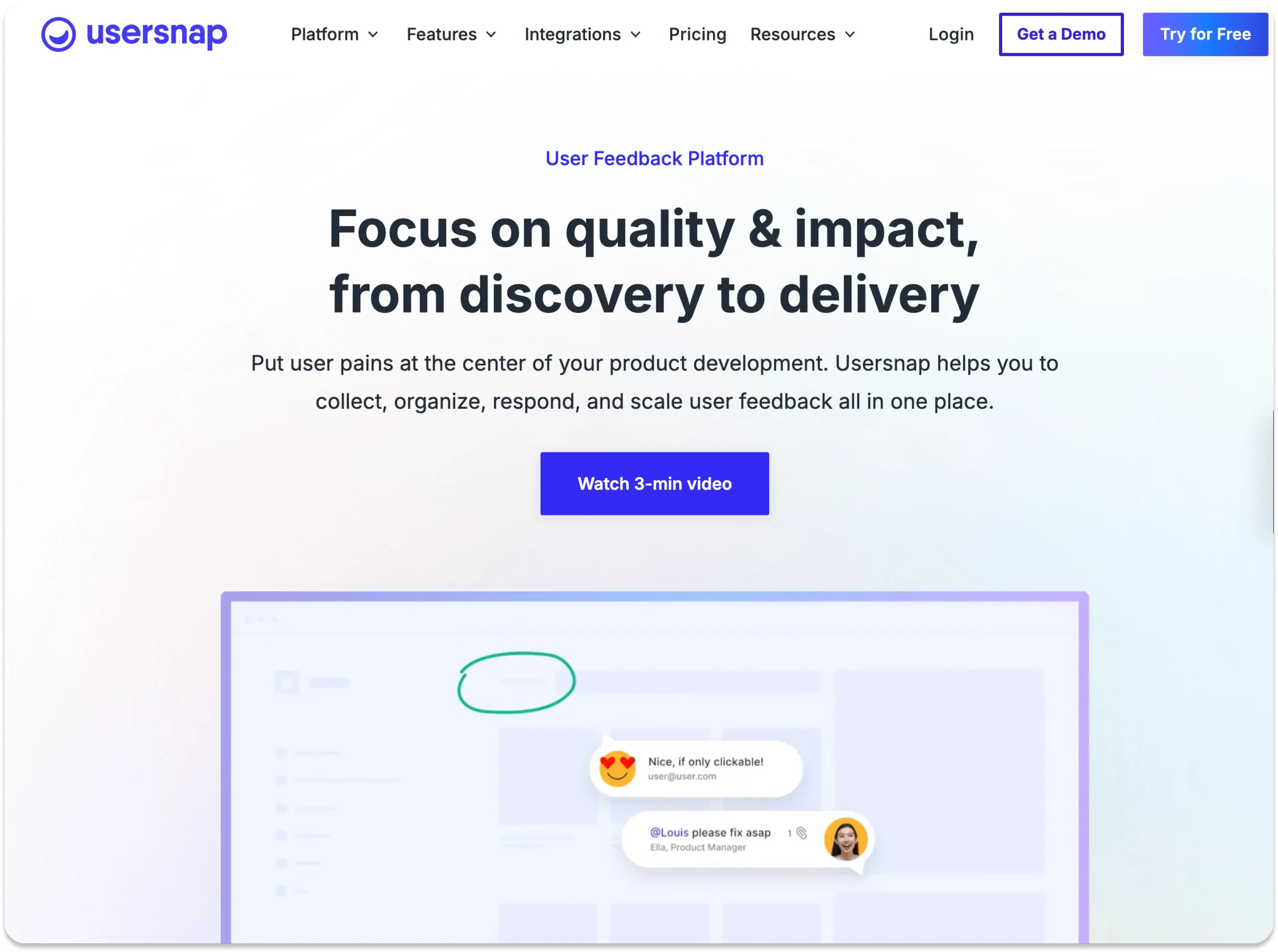 Usersnap homepage