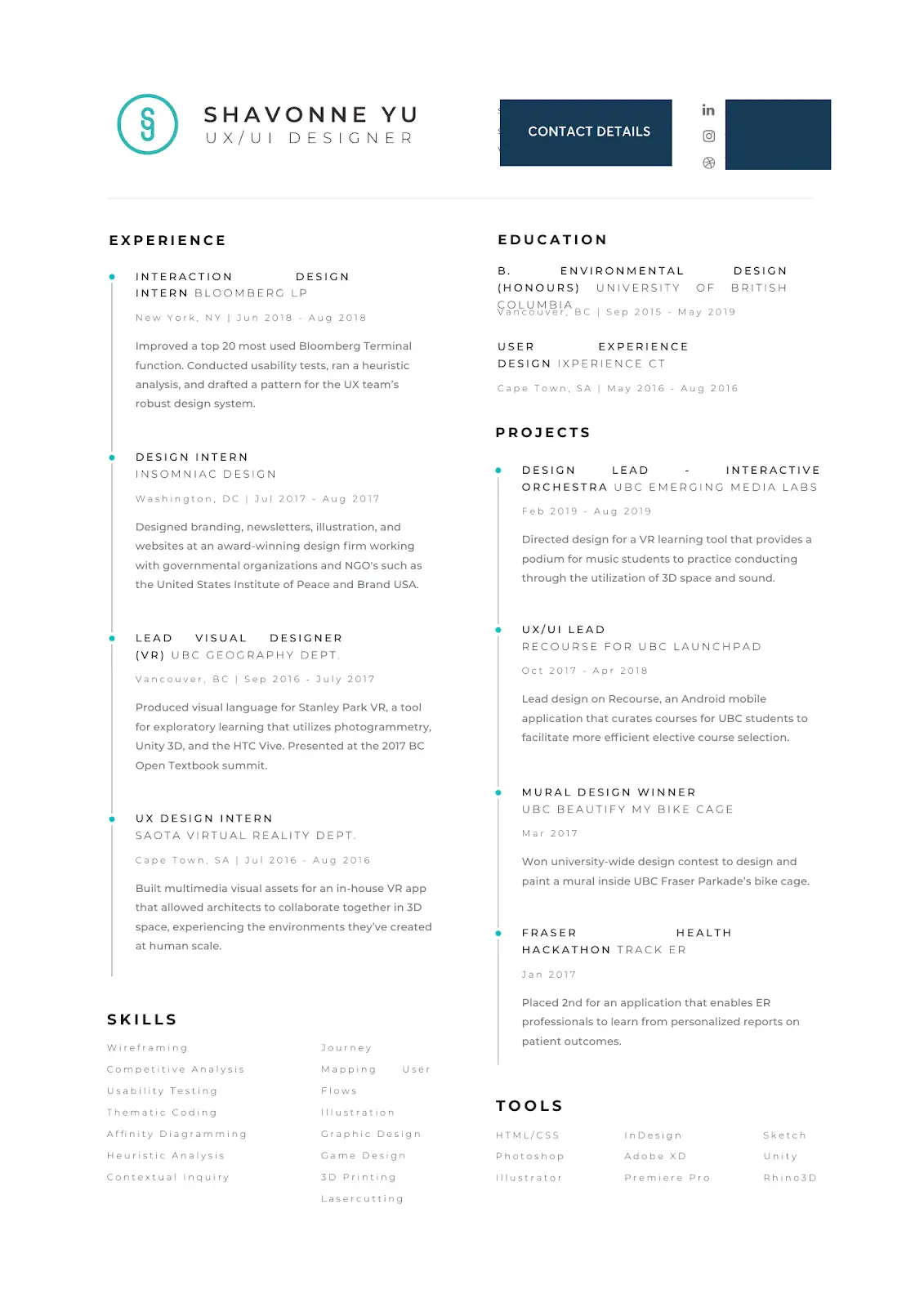 UX designer resume