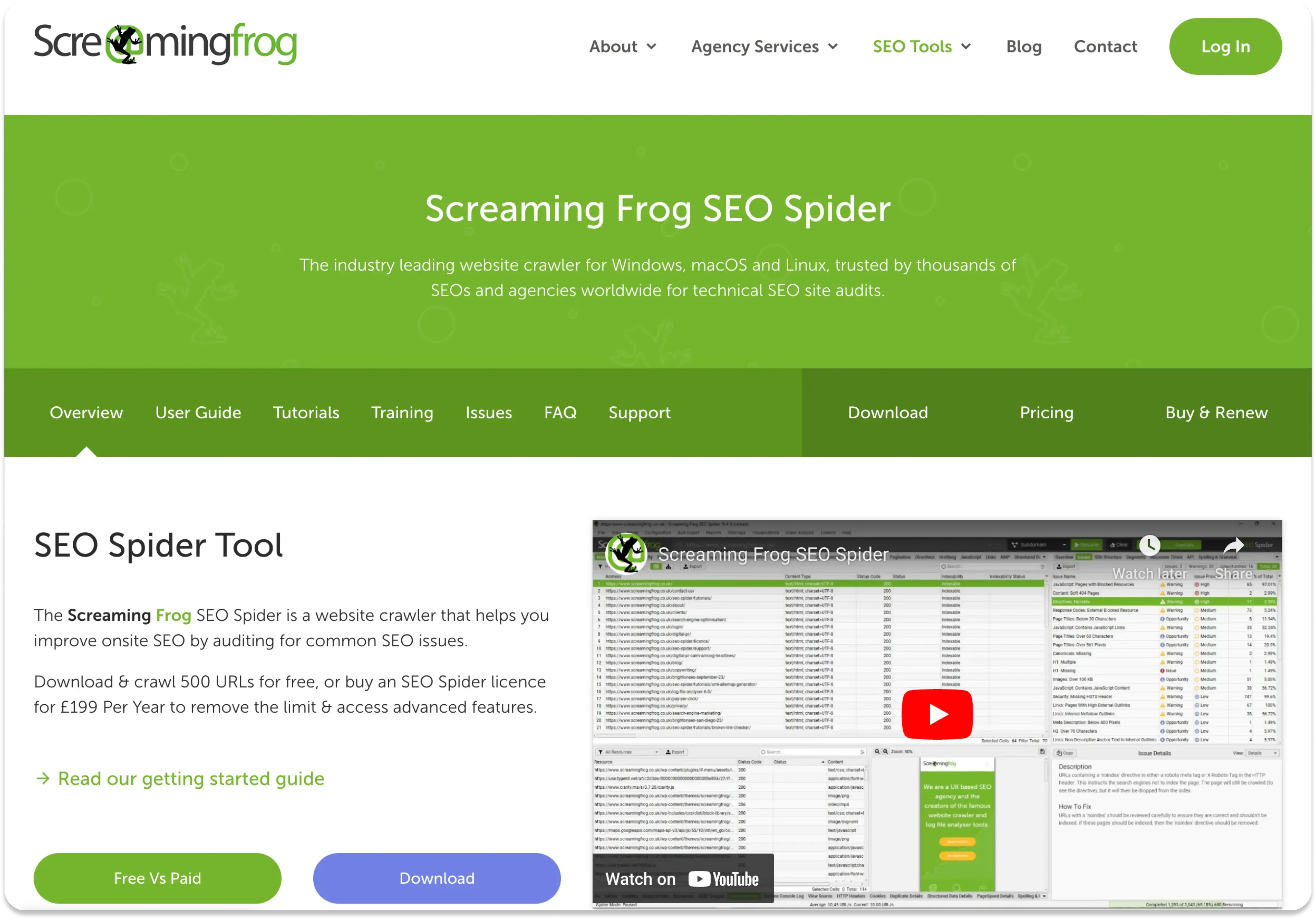 The ScreamingFrog homepage
